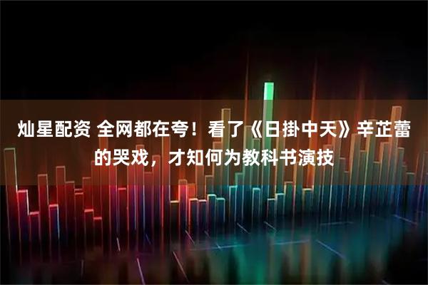 灿星配资 全网都在夸！看了《日掛中天》辛芷蕾的哭戏，才知何为教科书演技